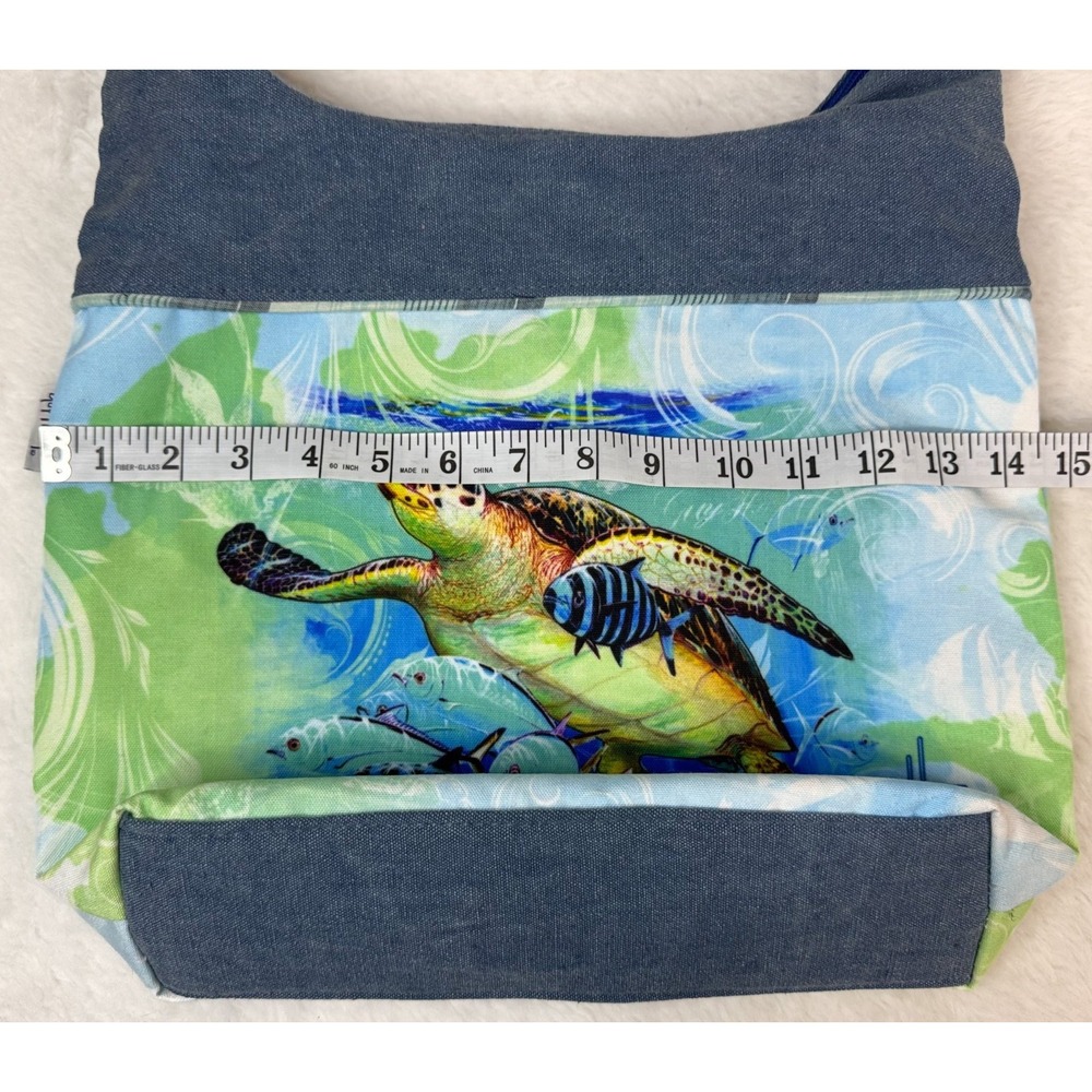 Guy Harvey Purse NWT Sea Turtle Fish Hobo Shoulder Bag Canvas Beach Tote - Picture 13 of 16